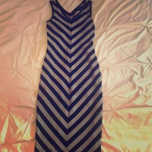 Black and grey striped Midi Dress